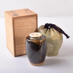 茶道具 膳所焼 淡海ぜぜ 陽炎園造 肩衝茶入 仕覆付 共箱 V 7271 - メルカリ