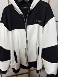 CRONOS ジップアップパーカー ブラック/ホワイト - メルカリ