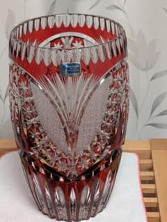 KONIG ケニッヒ クリスタル 切子 ガラス 花瓶 レッド ドイツ - メルカリ