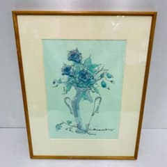 水彩画 風 花瓶 花の絵 静物画 ガラス板 額絵 画寸h35.5×w25.5 - メルカリ