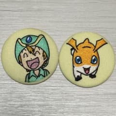 デジモンアドベンチャー 刺繍缶 バッチ パタモン 高石タケル セット