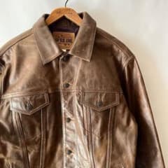00年 OLD GAP レザー トラッカージャケット L ブラウン - メルカリ