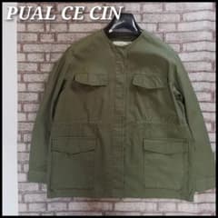 PUAL CE CIN ピュアルセシン ノーカラー ミリタリージャケット カーキ