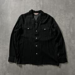 50s 復刻 ブラック レーヨン オープンカラーシャツ ギャバジン - メルカリ