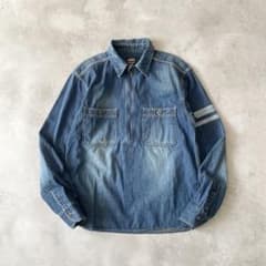 桃太郎ジーンズ ハーフジップ デニムシャツ 出陣ライン インディゴ 40