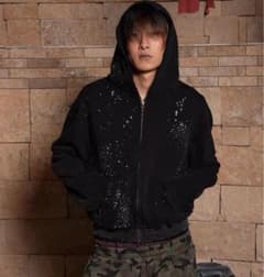 DND4DES ジップアップラインストーンパーカー - メルカリ