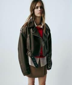 ZARA フェイクレザークロップドライダースジャケット XSサイズ - メルカリ