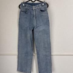 □ 48147☆ LOEWE ロエベ ジーンズ レザーパッチ ストレートデニム