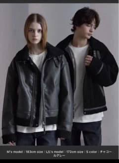 CLEL 4way リバーシブルフェイクムートンジャケット ブラック XS