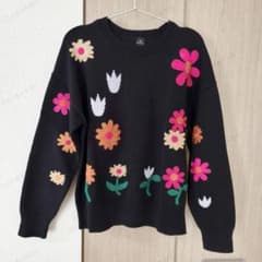 美品・サイズM PS Paul Smith 花柄刺繍ニットセーター ポールスミス