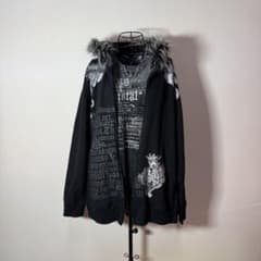 00s archive 4L ファー フード ジップパーカー Y2K 黒 平成 - メルカリ