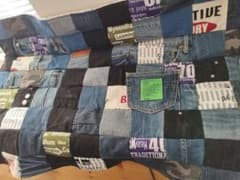 No.1343ハンドメイド☆ブランケット☆デニムリメイク☆パッチワーク