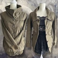 00s y2k スタンドカラーリブ切替ジャケット ミリタリー フェアリー