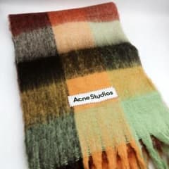 ACNE STUDIOS アクネストゥディオズ 緑オレンジ系チェック柄 マフラー