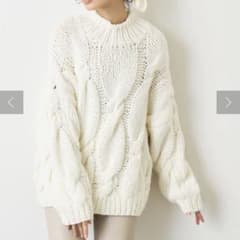 美品 ウィムガゼット ハンドケーブルプルオーバー ニット ホワイト