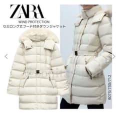 ZARA WIND PROTECTION セミロング丈フード付きダウンジャケット - メルカリ