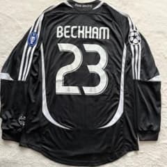 美品】06/07 レアルマドリード ベッカム CL 黒 アウェイ ユニフォーム