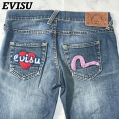 EVISU 刺繍ロゴ カモメ ハート ストレートデニムパンツ 恵比寿 25
