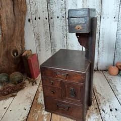 古道具 総杢 針箱 裁縫箱 小抽斗 小箪笥 ソーイングボックス 引き出し