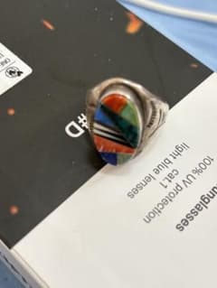 も*ょ様 値下げ！NAVAJO TL刻印 マルチカラーインレイリング