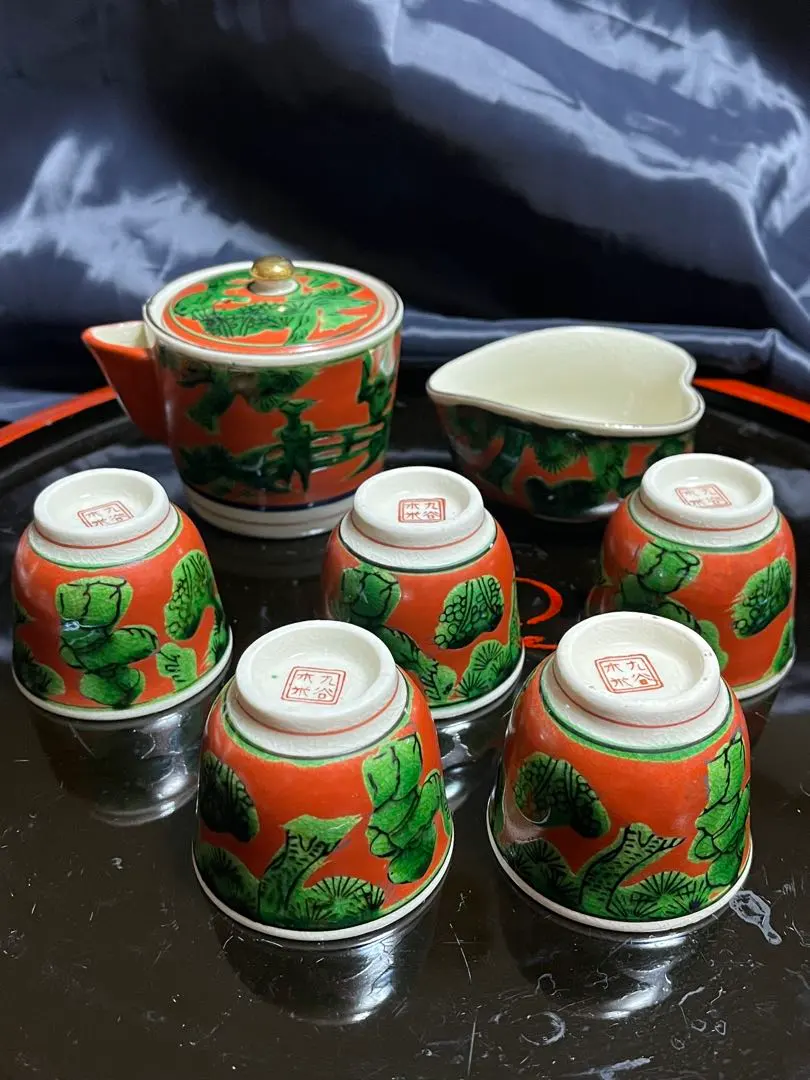 煎茶 青木木米 在銘 色絵 茶器揃(K-LC755)