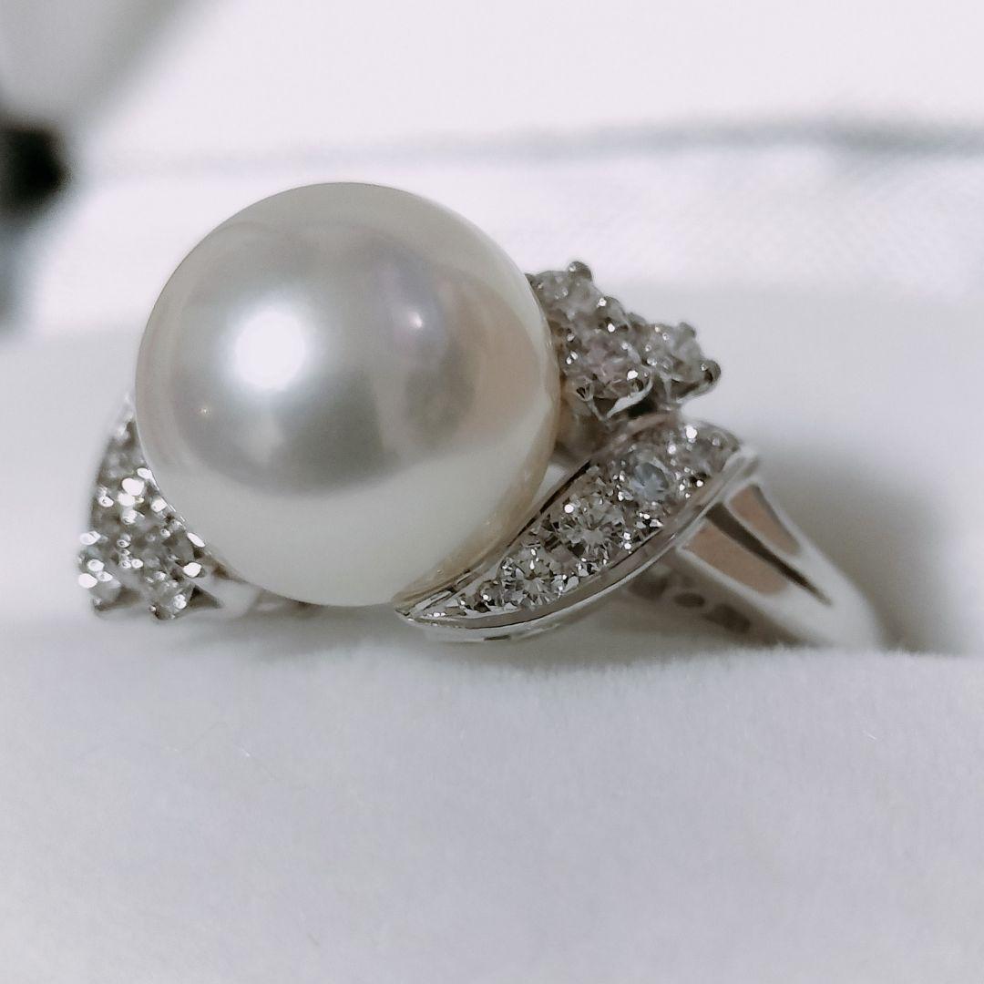 ミキモト ダイヤモンド×パール リング Pt950 9.2mm 6.0g
