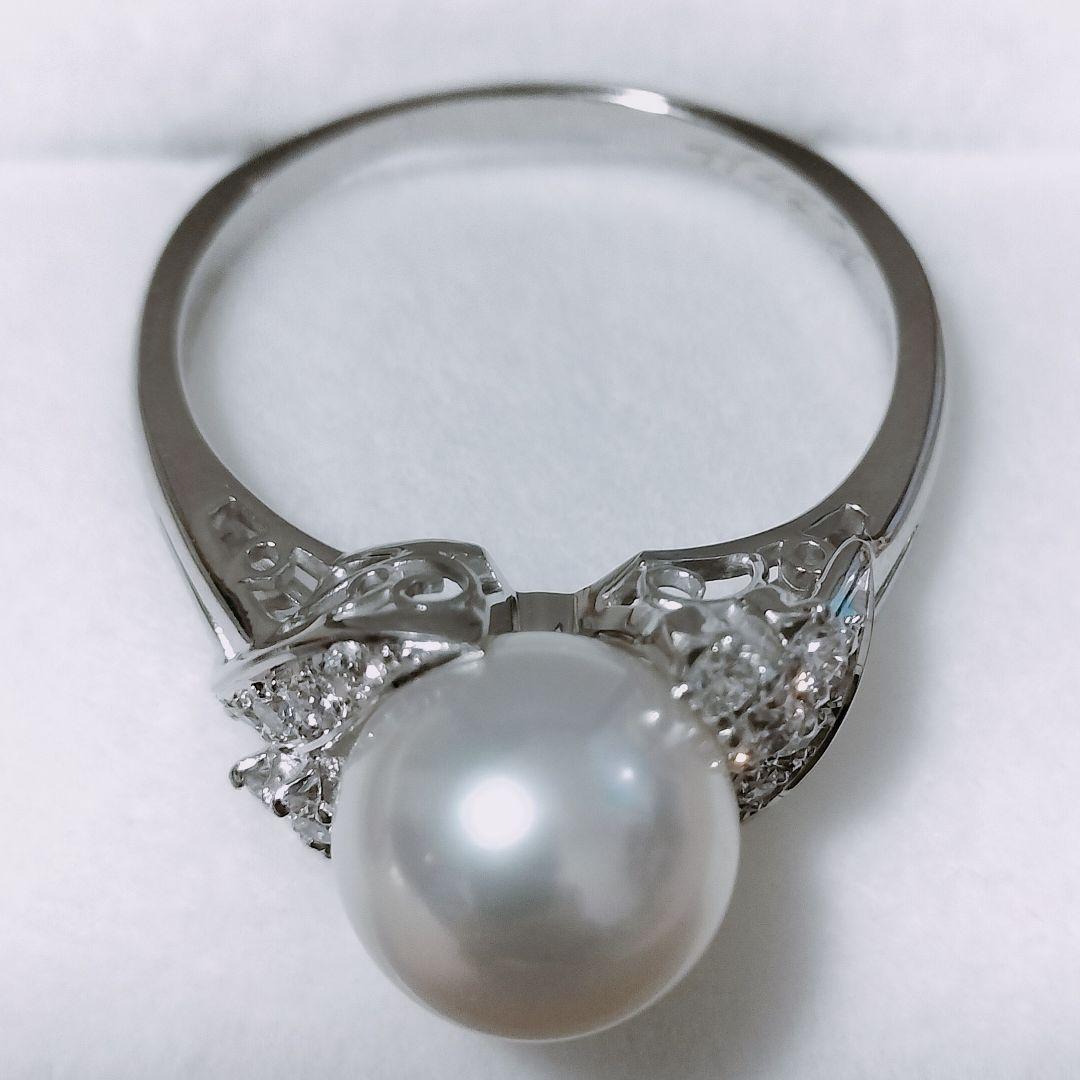ミキモト ダイヤモンド×パール リング Pt950 9.2mm 6.0g