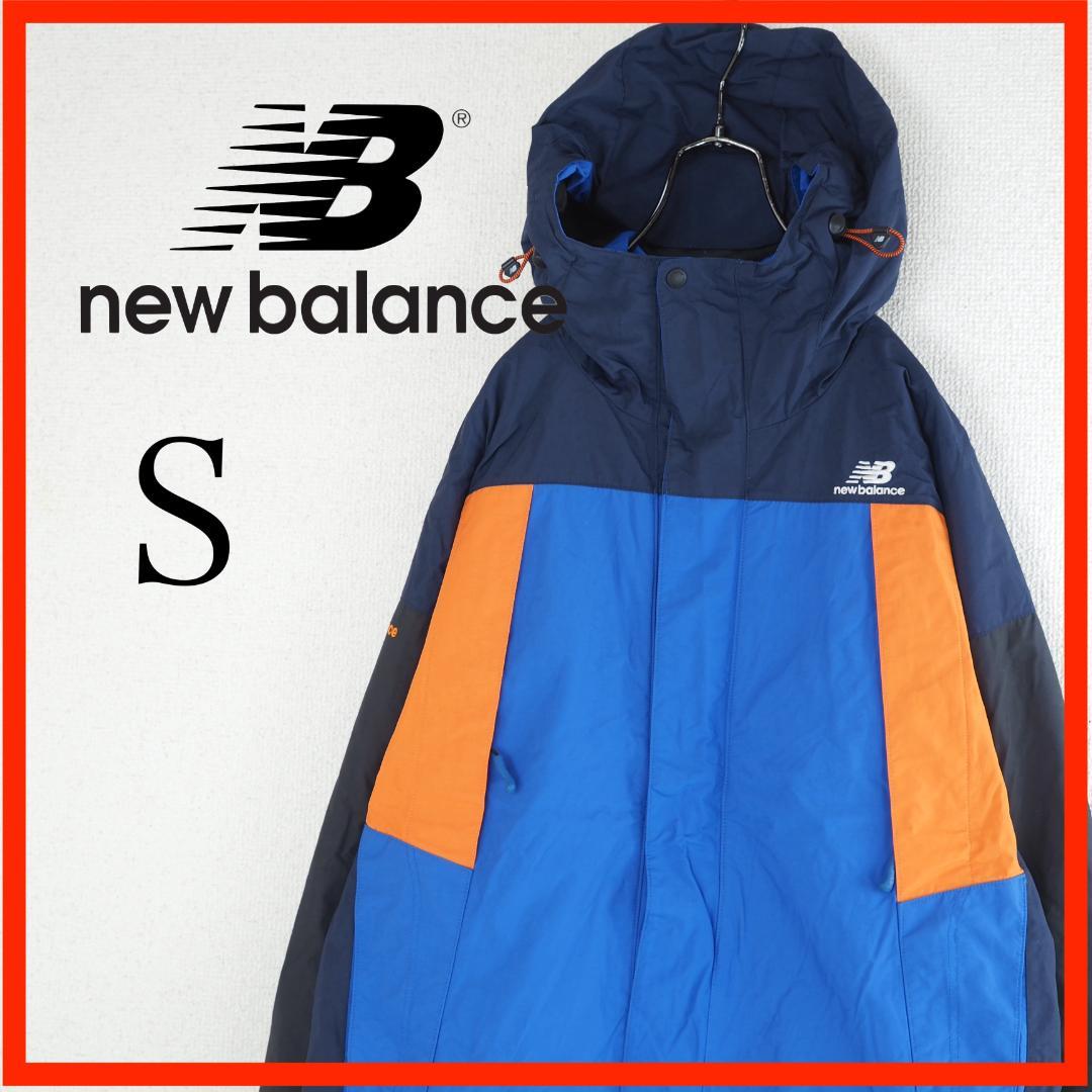 ニューバランス マウンテンパーカー S 青 黒 紺 オレンジ ナイロン