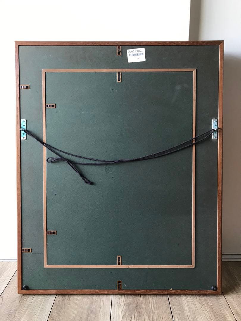 真作上野泰郎油絵油彩画木の下の人々金地キリスト教額装サイン入り