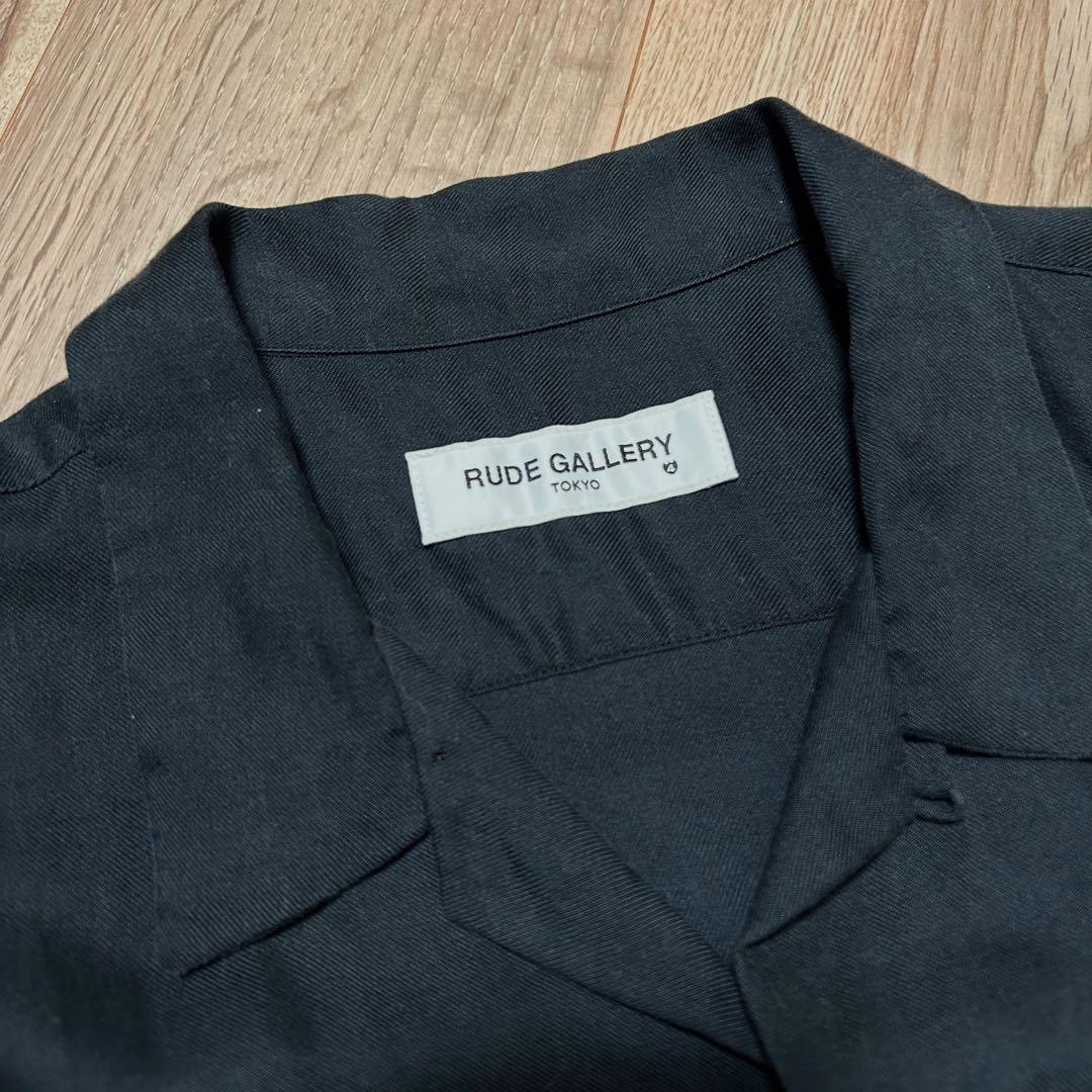 名作】RUDE GALLERY アロハシャツ黒 フラミンゴ サイズ4 レーヨン