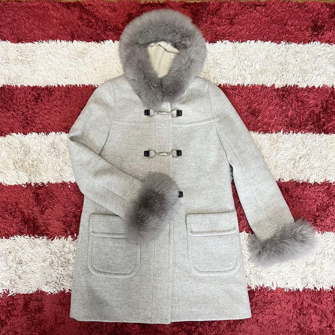 ジャスグリッティー ダッフルコート フォックス ファー 金具 牛革 JUSGLITTY - JUSGLITTY ジャスグリッティー ダッフルコート カシミヤ混