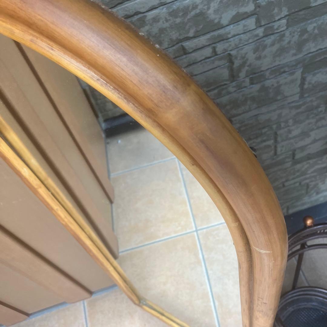 ヴィンテージ ラタン アーチ ウォールミラー オールドラタン モダン藤