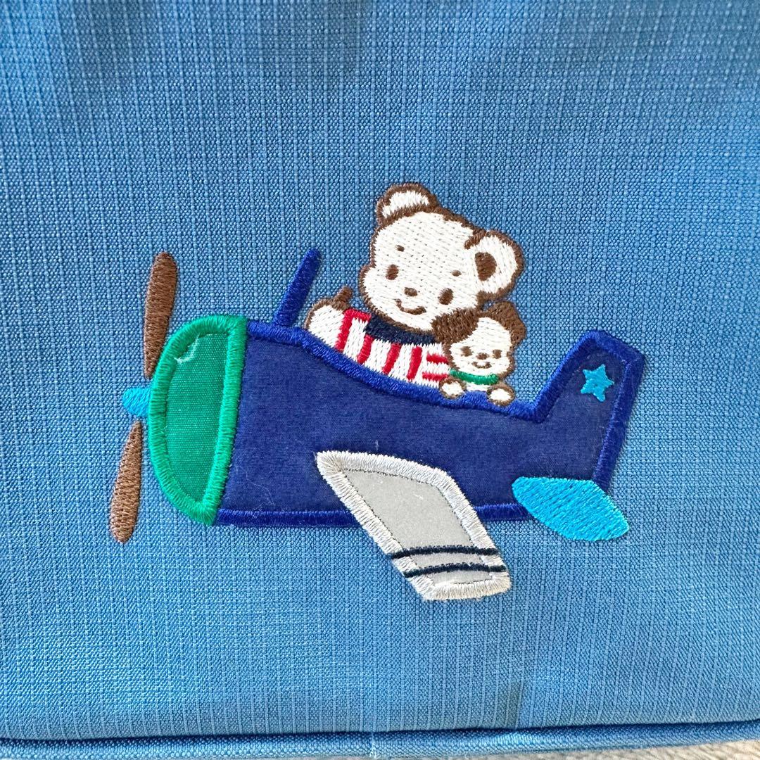 美品 familiar キッズ リュック ライトブルー 飛行機