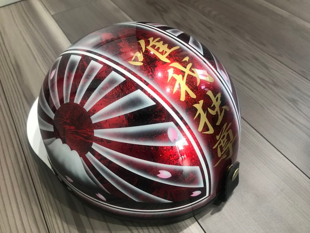 ラメ 富士日章 コルク半 ヘルメット 旧車會 三段シート ロケットカウル