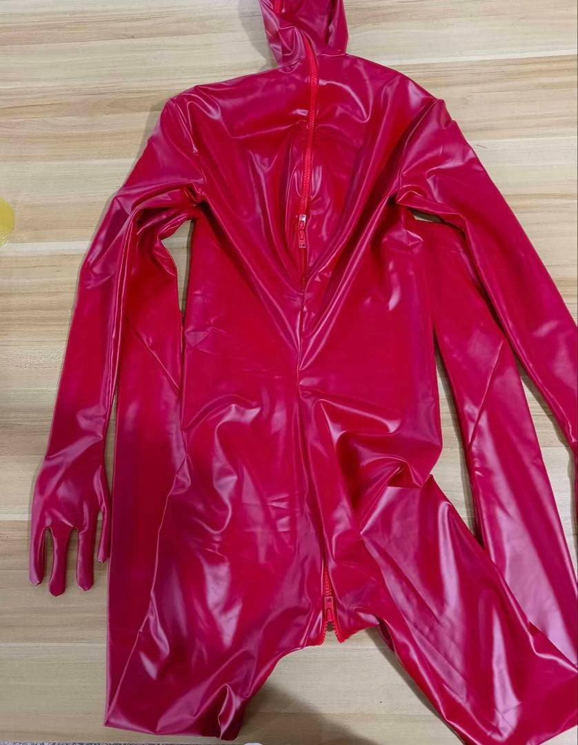 XXL/レッド】全身ラバータイツ ラバースーツ コスプレ 赤 ラテックス