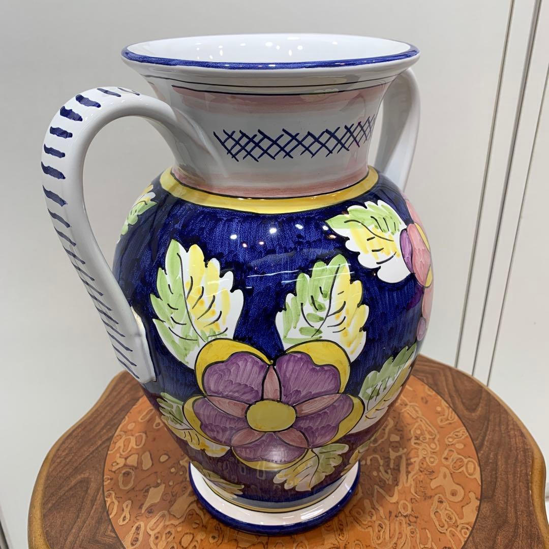 ☆美品☆イタリア製 デルータ陶器 大きな花瓶 花器 花柄 高さ