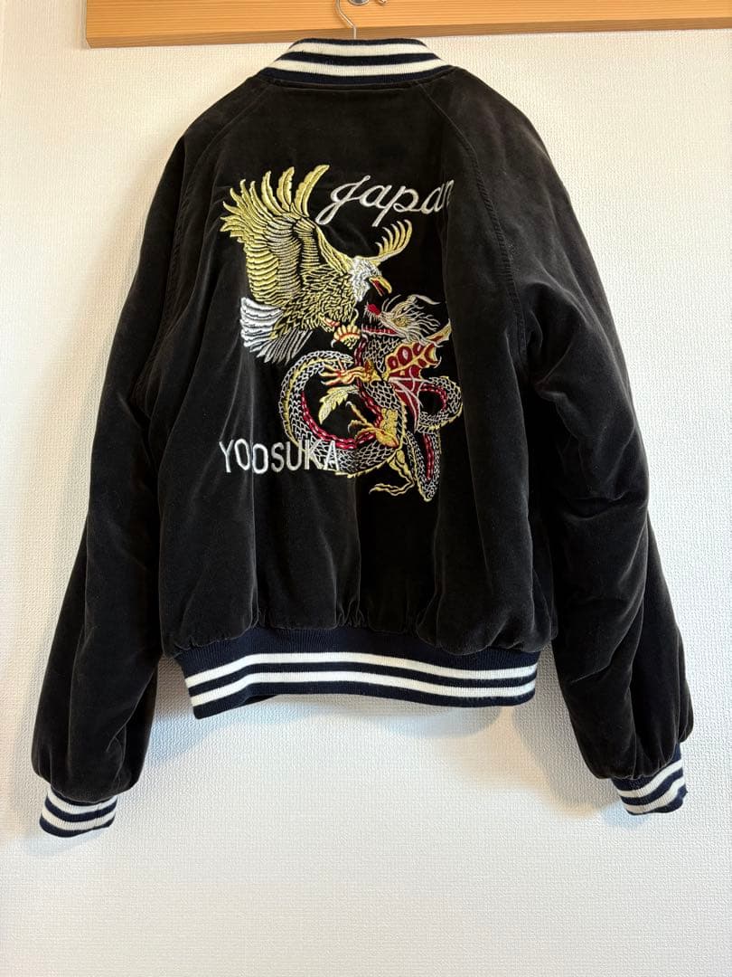 古着】ベロア スカジャン / 鷹 ドラゴン刺繍 - メルカリ