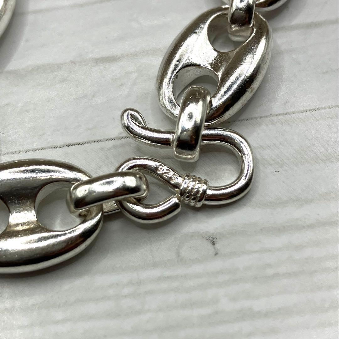 シルバー925刻印 アンカーチェーン 豚鼻 ブレスレット メキシカン