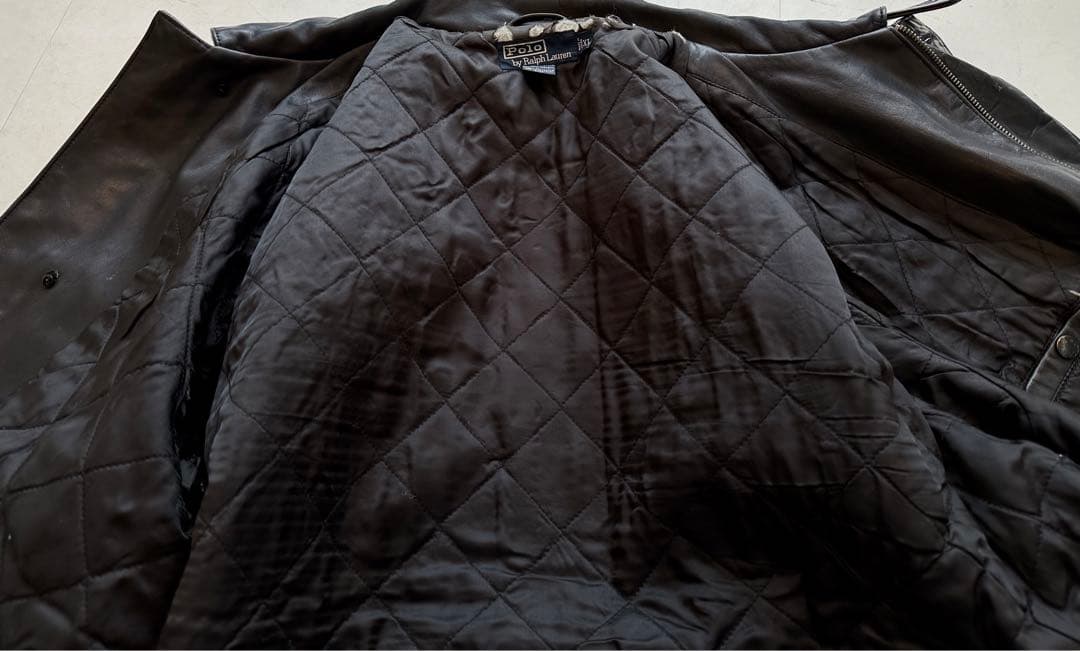 超スペシャル 90s ラルフローレン レザー カーコート XL ブラック