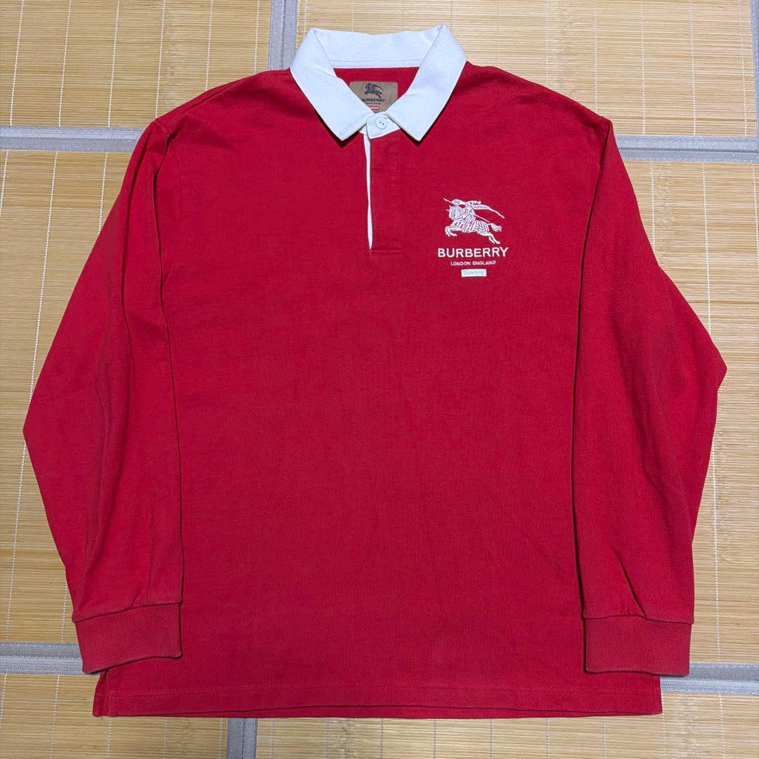 22ss Supreme BURBERRY Rugby ラガーシャツ　L 赤 2026年最新】Supreme Burberry Rugbyの人気アイテム - メルカリ