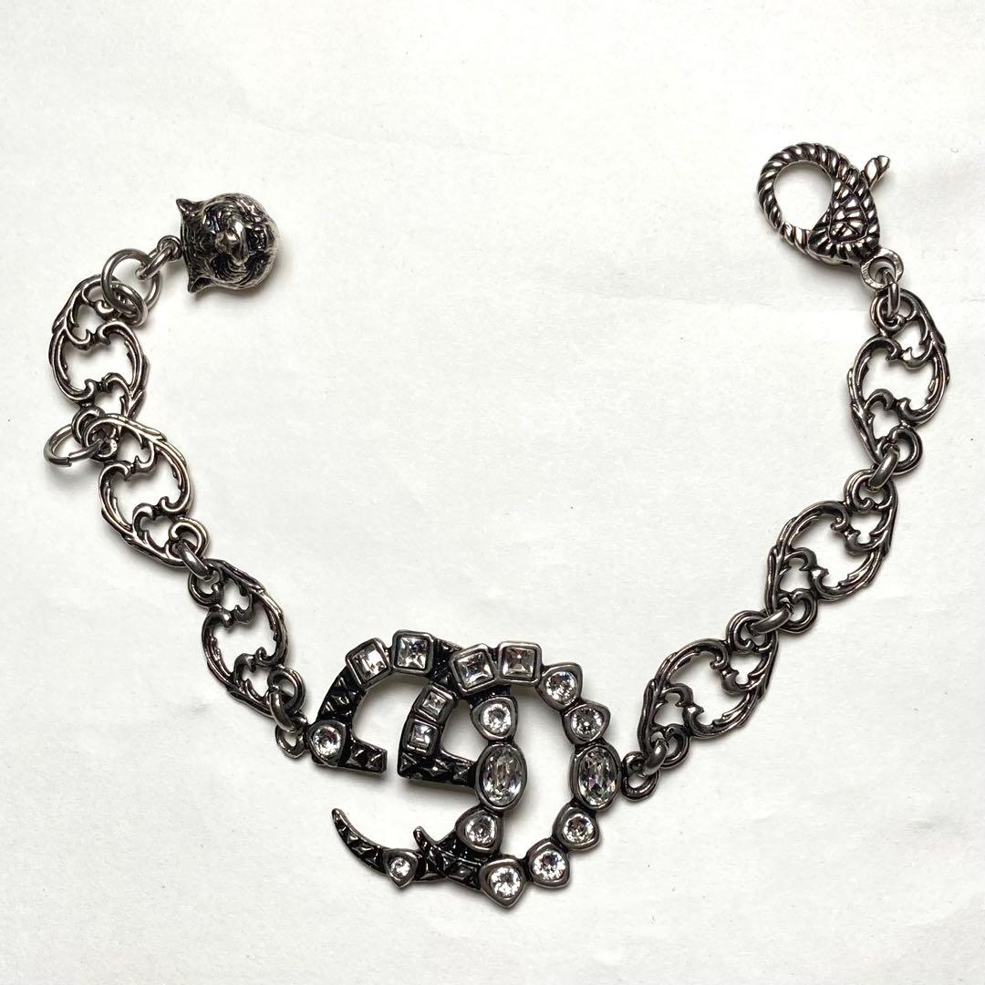 グッチ GGマーモント ブレスレット ラインストーン シルバー タイガー