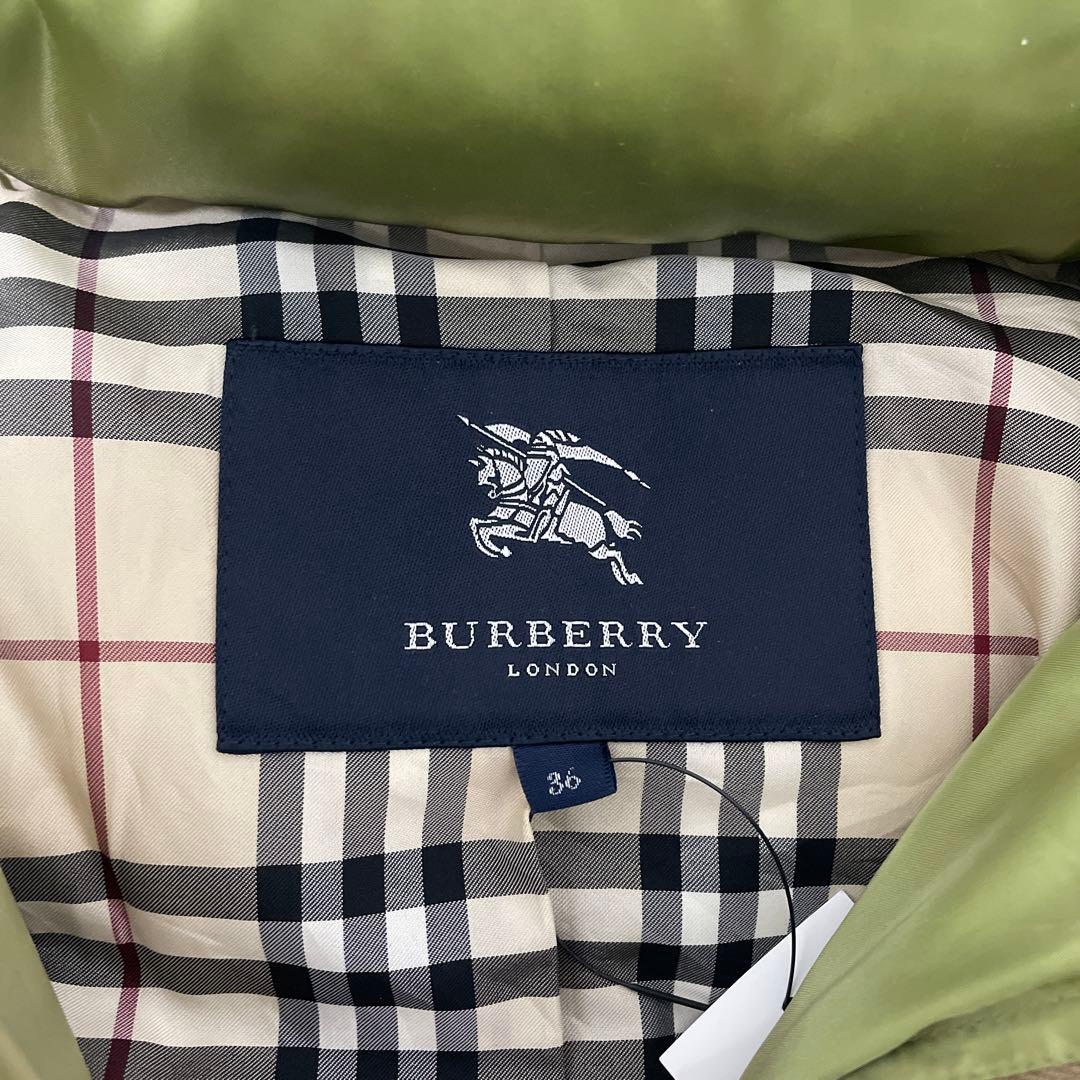 バーバリー Burberry ダウン レディース36 ノバチェック グリーン光沢