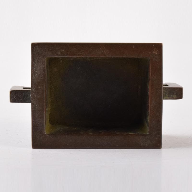 中国 大明宣徳年製 古銅 四方双耳香炉 馬槽爐 V 7232E - メルカリ