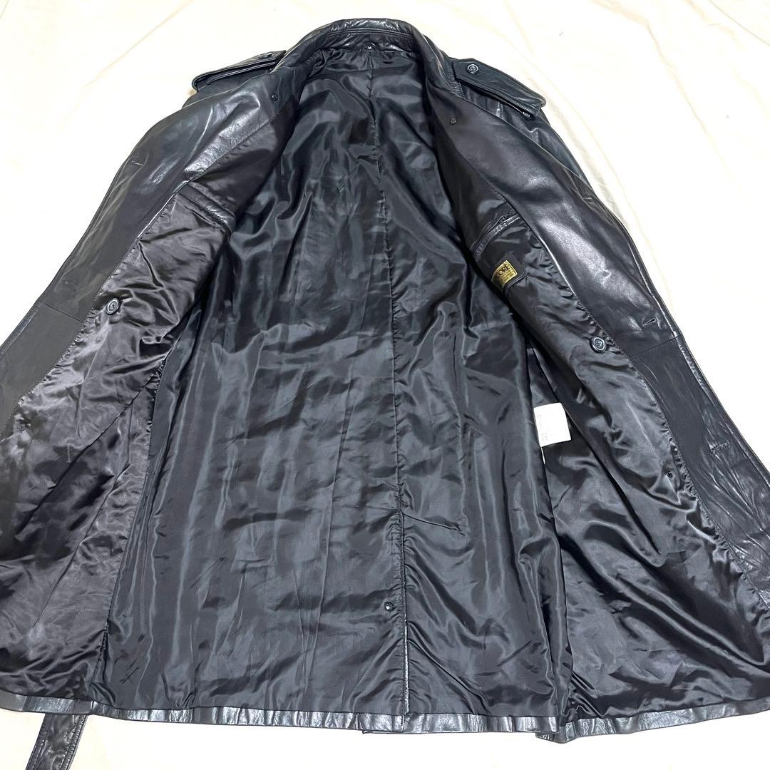 ACROCORE カウレザーロングトレンチコート 牛革 ベルト付き 黒 L程