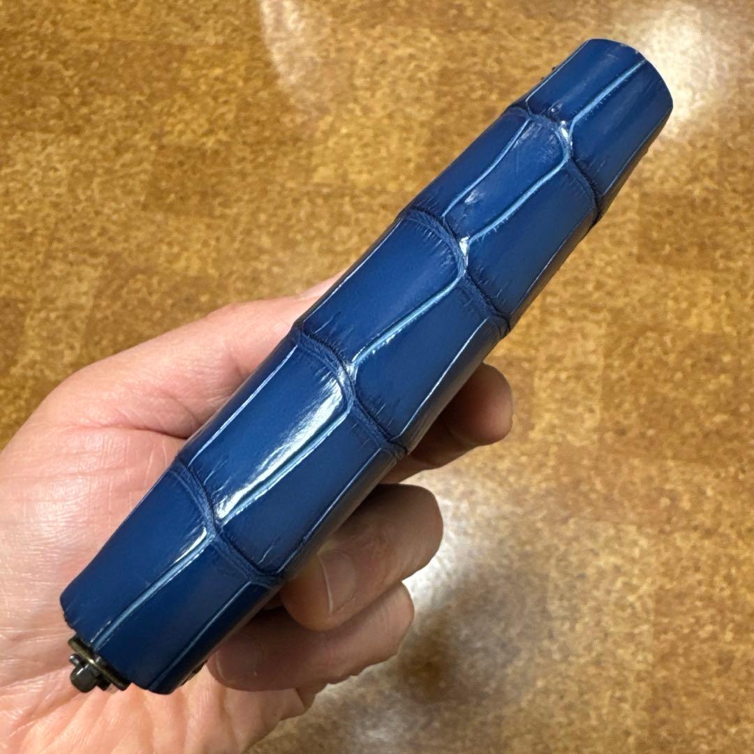 美しい！ クロコダイル ポロサス コインケース ミニウォレット 藍染