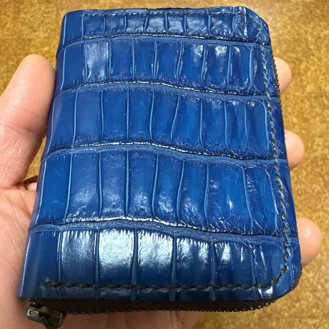 美しい！ クロコダイル ポロサス コインケース ミニウォレット 藍染