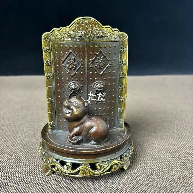 銅製 百福肥猪拱門筆筒 文房置物·案頭 書道具 文房具 現代工芸品 美術品 創業400年 攀桂堂 有芯筆】天平筆(小） Tenpyo Fude | rimpamura