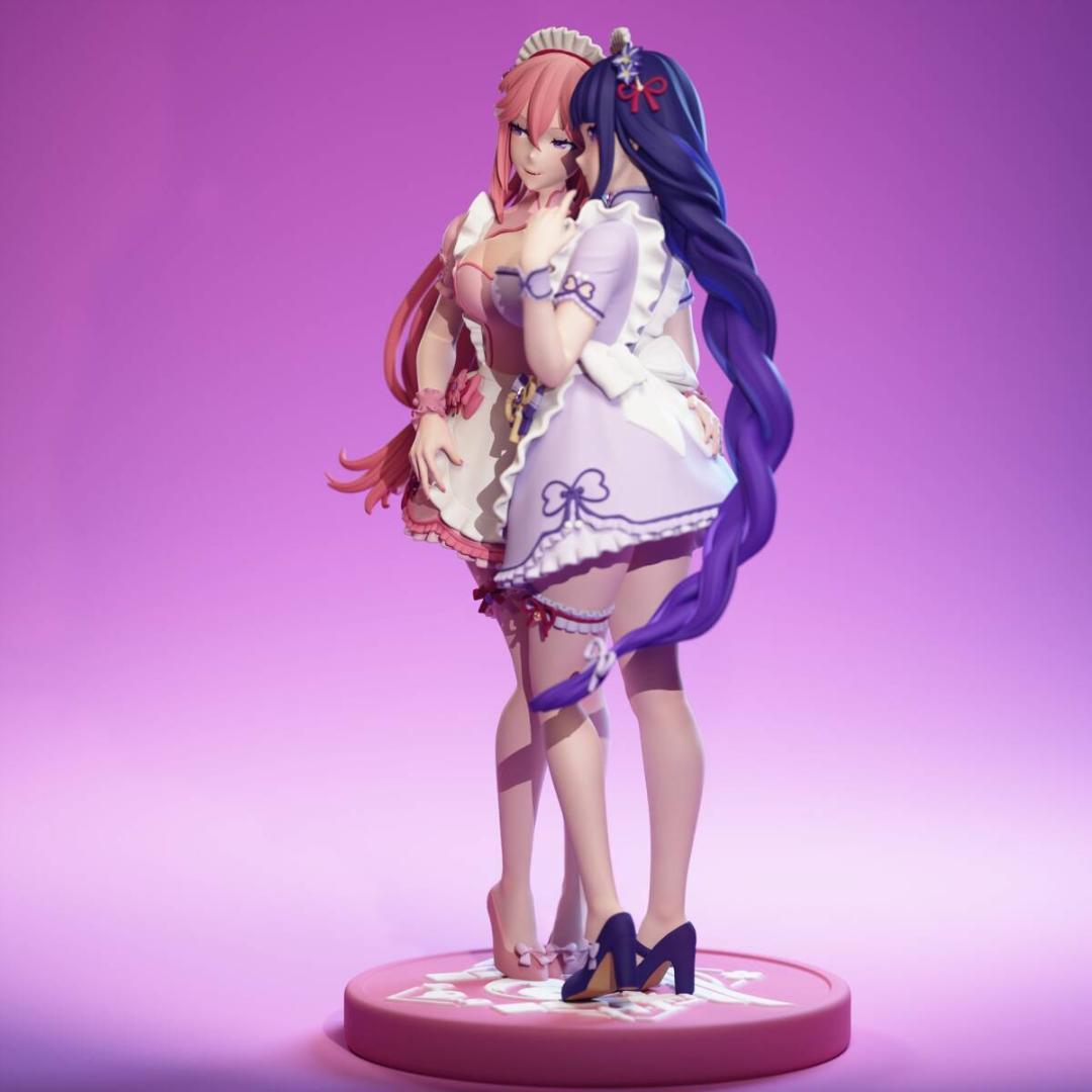 未塗装未組立　ガレキ　ガレージキット　フィギュア　原神　雷電将軍　八重神子　影