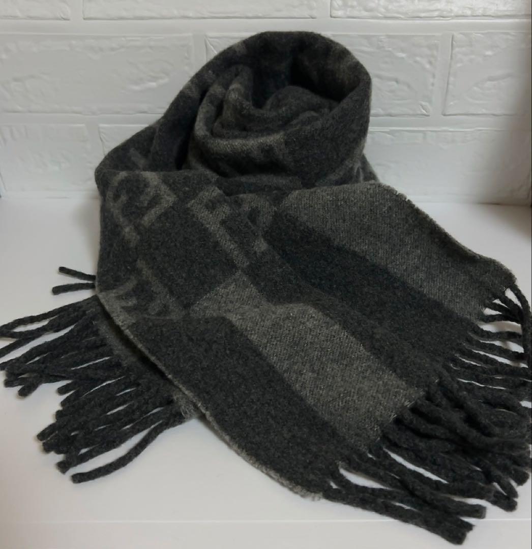 フェンディ FENDI マフラー グレー FFロゴ ウール - メルカリ