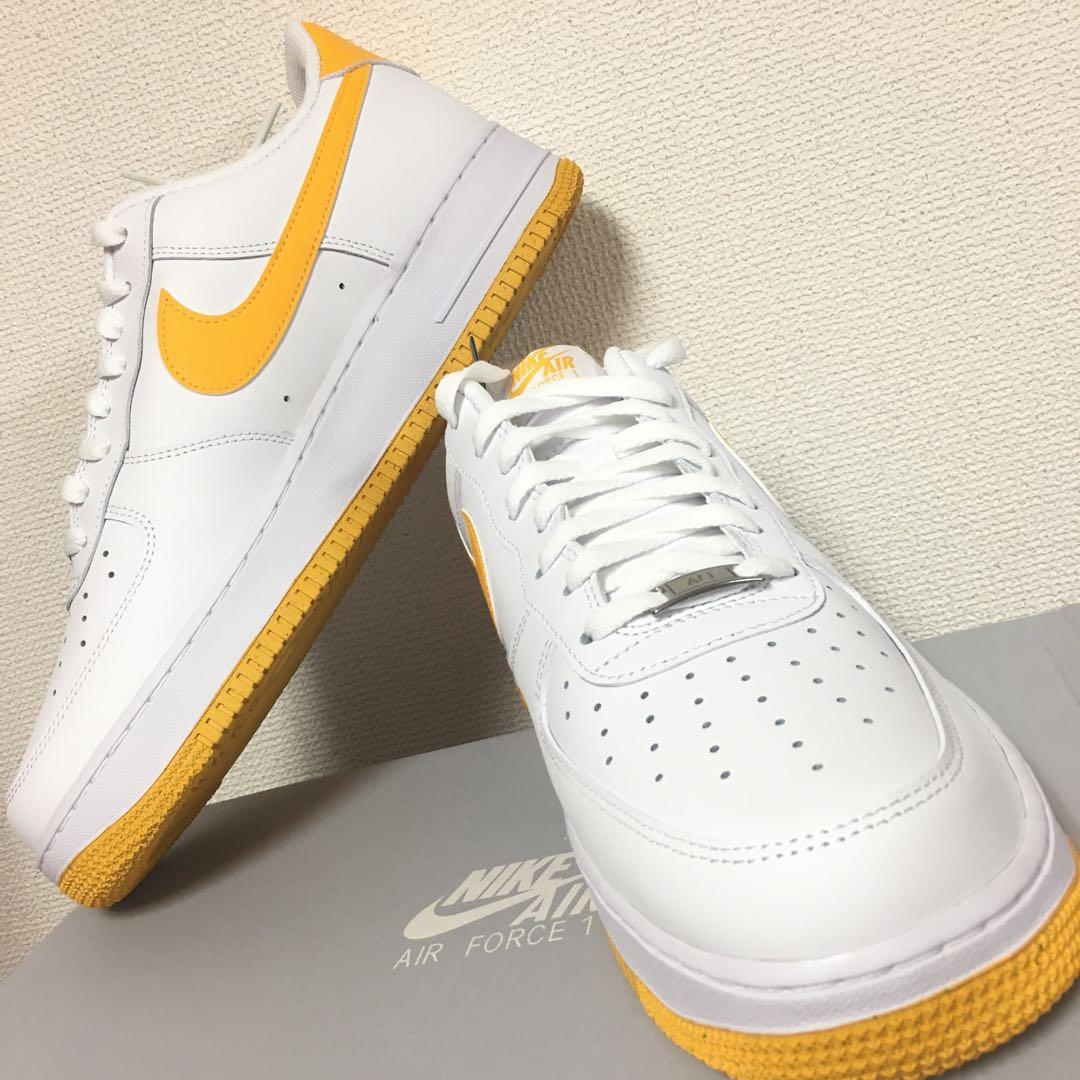 エアフォースワン ロー 白 ホワイト 黄色 イエロー 30.5cm - メルカリ